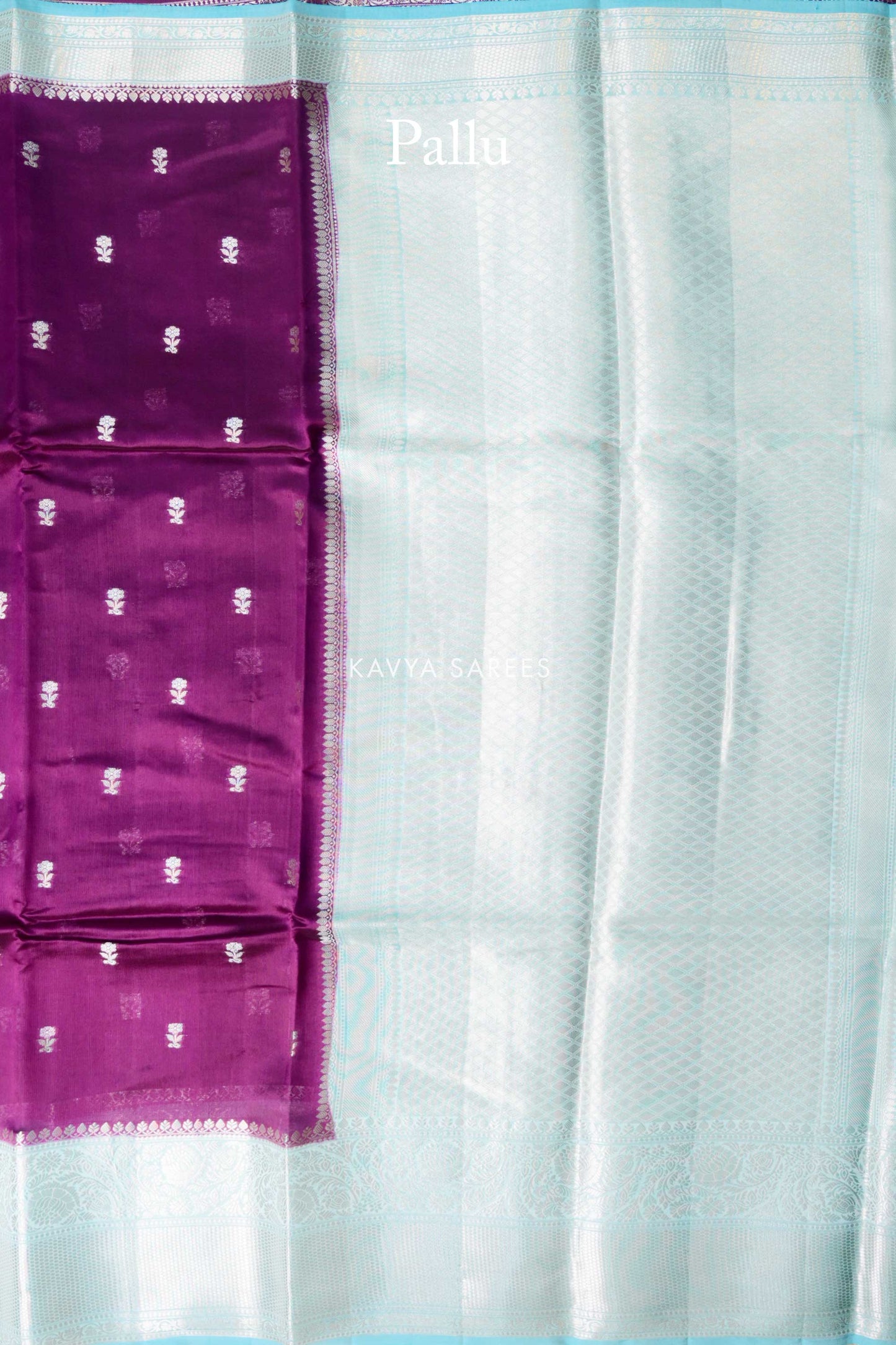Magenta Purple & Sky Blue Mango Silk Saree
