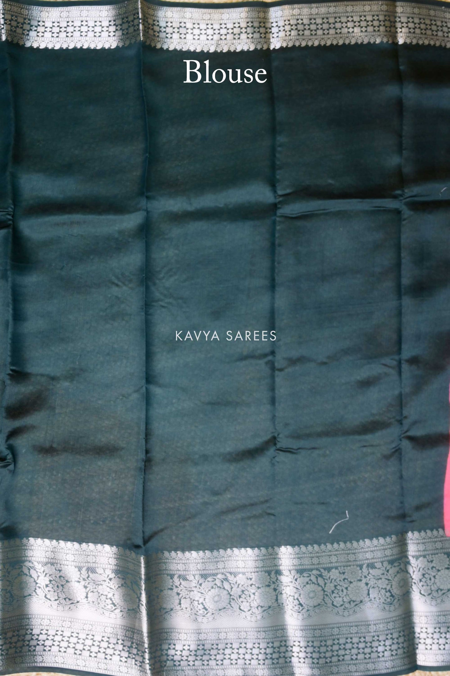 Coral Pink & Charcoal Grey Mango Silk Saree